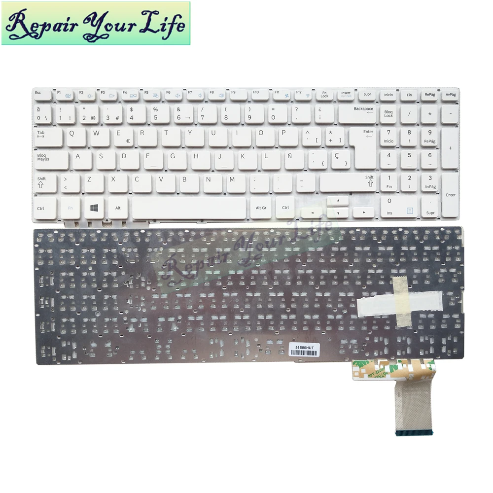 Genuine SP LA Spanish Keyboard for Samsung 450R5 NP450 NP450R5E NP450R5V NP470R5E 450R5E 450R5V NP370R5E NP510R5E black/white