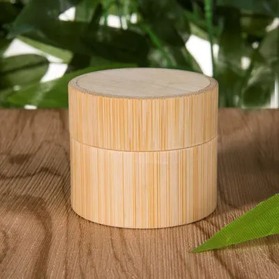 

100pcs 10g Natural Bamboo Cream Jar Lid Bamboo Cosmetic Packaging With Plastic PP Inner Empty Container lin3881