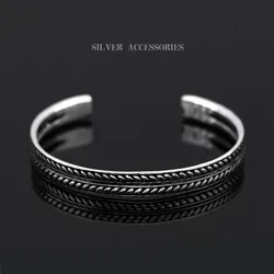 XIYANIKE Hot Selling Silve Plated  Silver Color Vintage Decorative Leaves Pattern Open Bracelet Bangle For Women Men