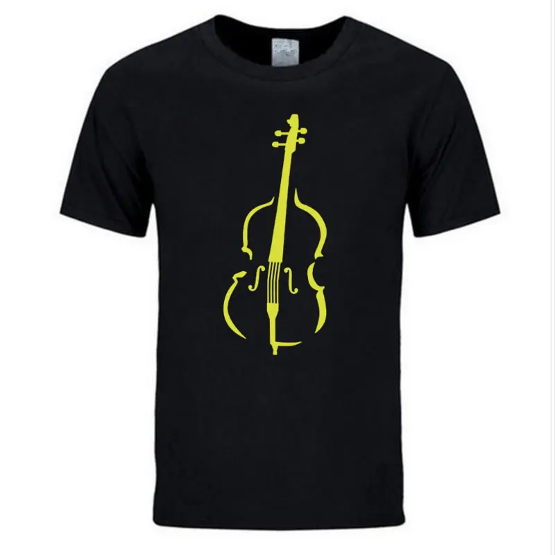 2019 summer Fashion casual streetwear Love Printed Men's Contrabass Cello T-Shirts Black cool music style hot sale