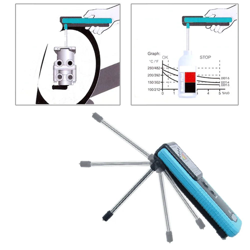 Handheld Automotive Car Auto Truck Brake Tester Fluid Óleo Detector com LED Indicador & 180 graus Pucker + buzzer Embutido