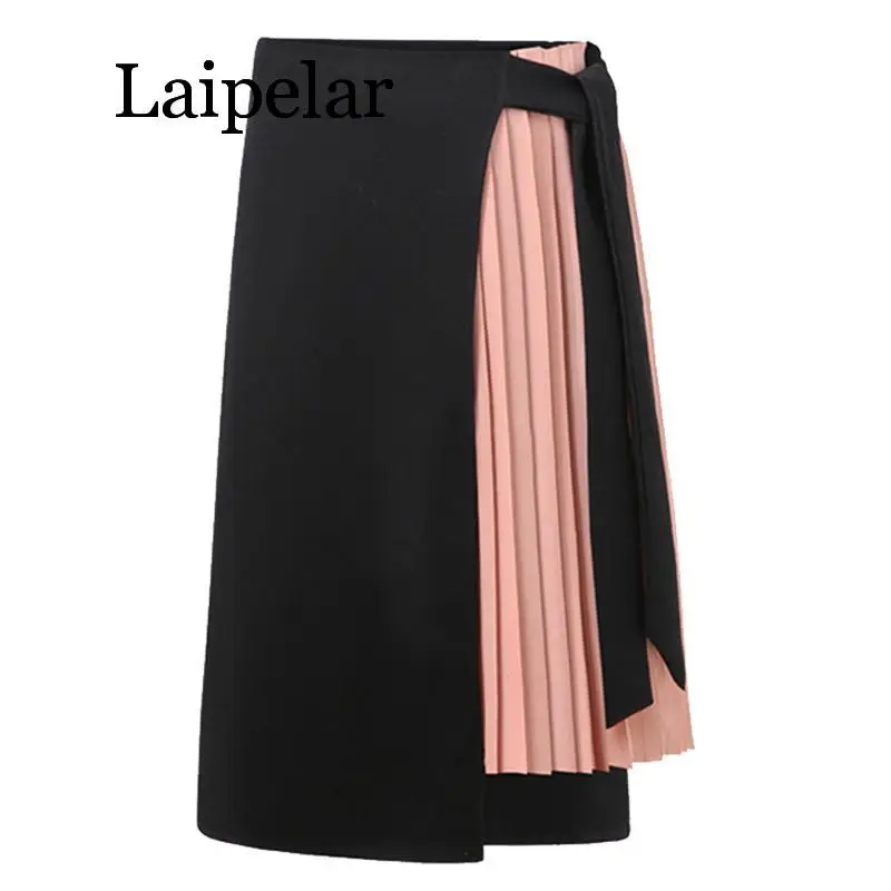 Laipelar 2019 summer women skirt Casual Polyester Chiffon Asymmetrical High waist zipper skirt Splicing streetwear skirts