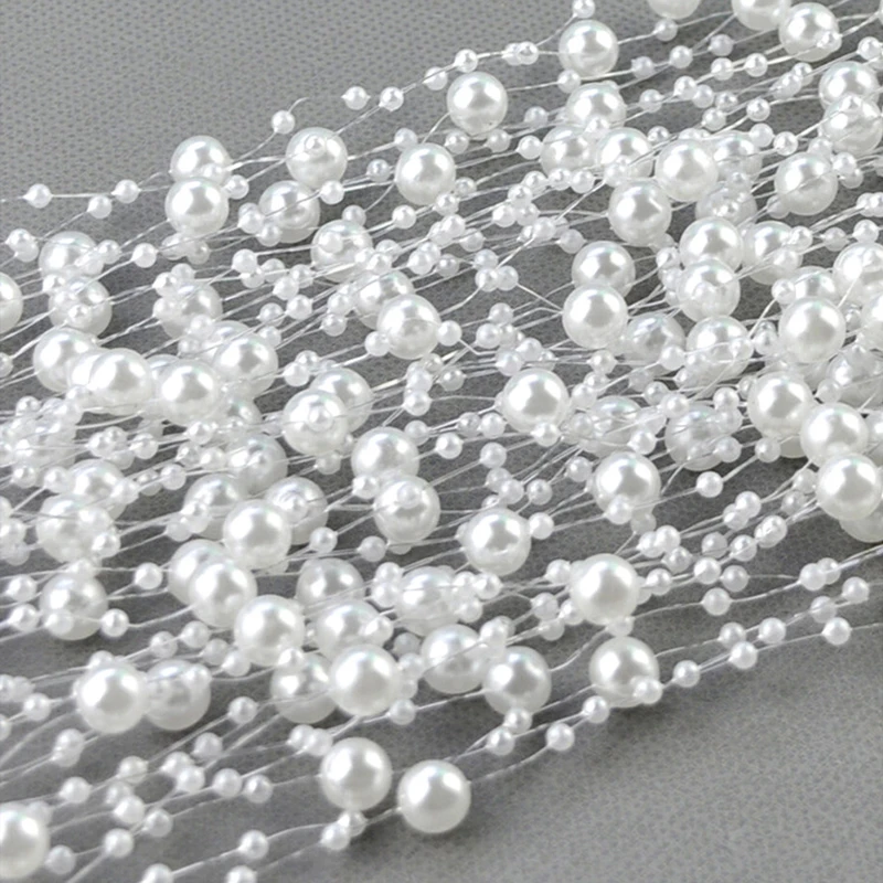 JUNAO 3+8mm Red Pearl Chain Rhinestones Trim Pearl String Bridal Beaded Applique Acrylic Stones for Wedding Dress Decoration