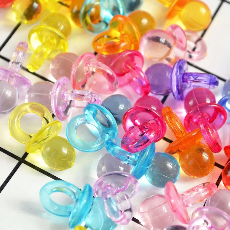 50pcs New Cute Pacifiers Pink Blue Transparent Mini Pacifiers for Boy Girl Baby Shower Party Favor Cake Decoration DIY Supplies