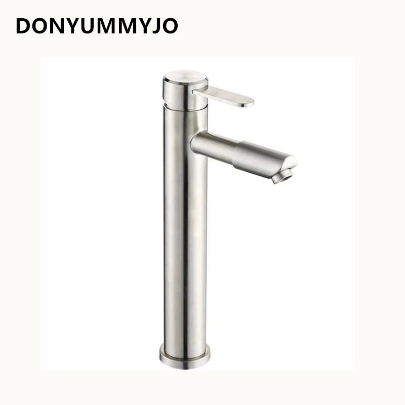 

304 Stainless Steel Turn Bathroom Basin Faucet Sink Basin Wash Tap Hot And Cold Single Hole Height Increase Faucet