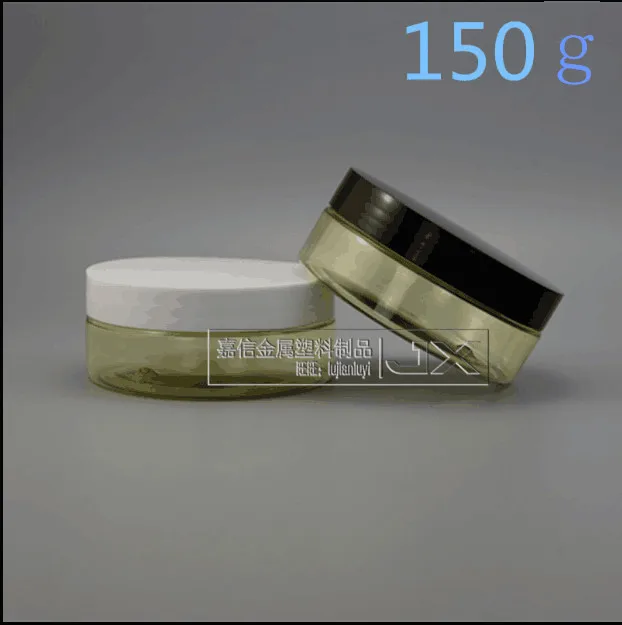 

Free Shipping 150g/ml reseda plastic PET Empty packaging Flat Short Bottle jar Screw PP Lid Cream Empty Cosmetic Containers