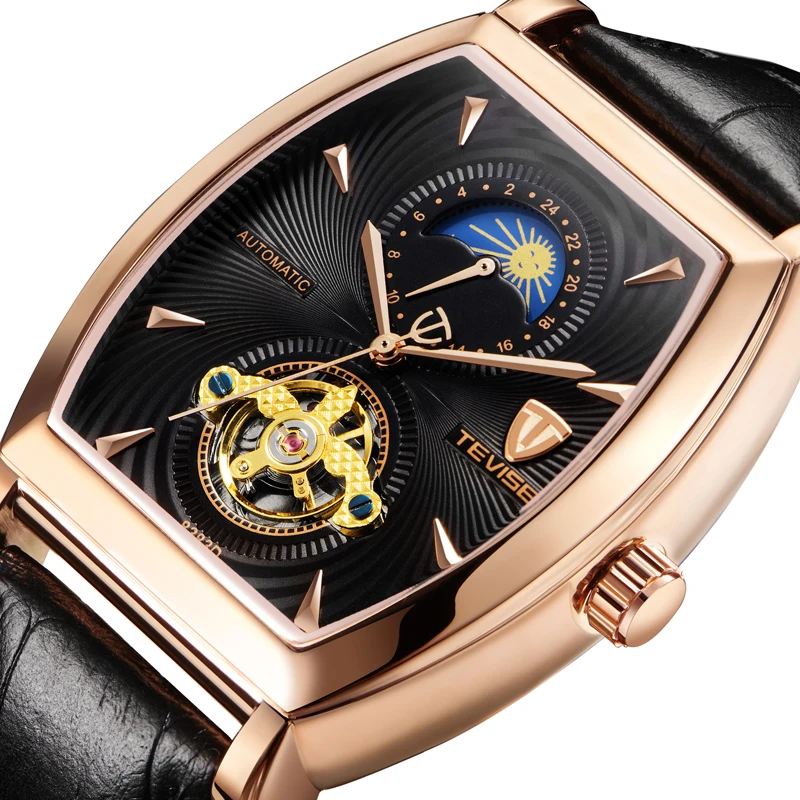 Tevise Top Automatic Self-winding Watch Men Tourbillon Men\'s Mechanical Watches Skeleton Male Sport Wristwatch Relogio Masculino
