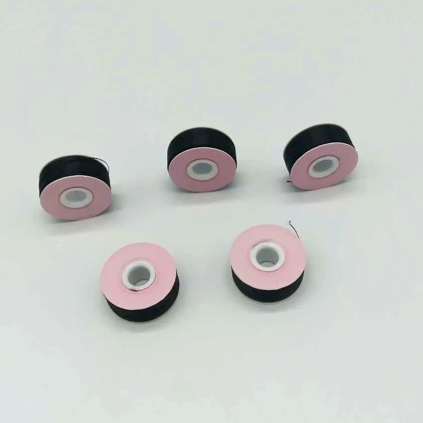 Pre-wound Bobbin Thread for Embroidery Machine, Black, Side Type L 75D/2, 144PCs per Box