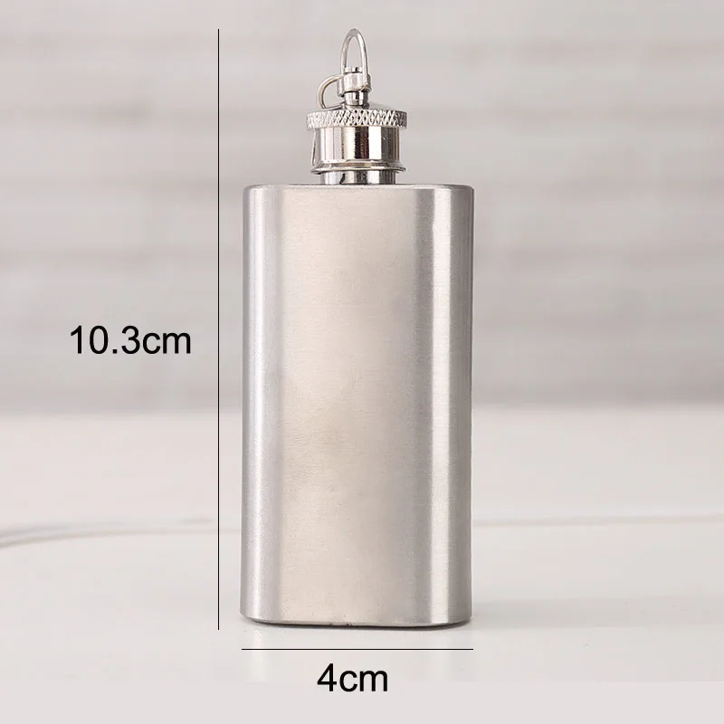 New 2OZ Stainless Steel Mini Hip Flask With Keychain Screw Cap Portable Alcohol Flask Liquor Whiskey Bottle Outdoor Travel Gifts