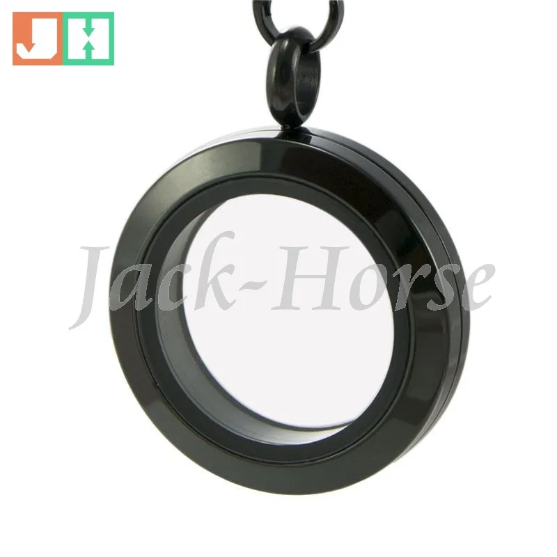 

Water Proof 25mm 316L stainless steel screw black glass locket jewelry chain lockets not including the chain and charms