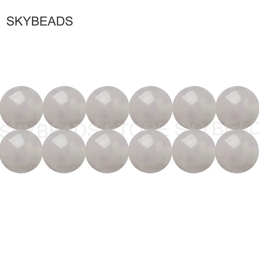 

White Stone Beads Online Supply Natural White Chalcedony Semi Precious Stone Loose Beads for DIY Necklace Bracelet Making Supply