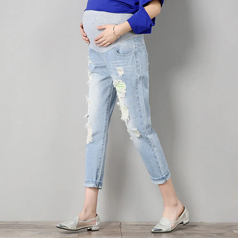 

2018Jeans Maternity Pants For Pregnant Women Clothes Trousers Nursing Prop Belly Legging Pregnancy Clothing Overalls Ninth Pants