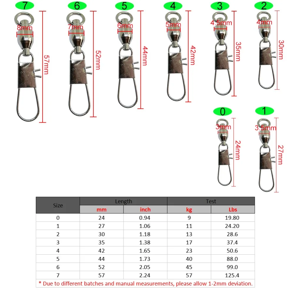 5 pieces Fishing ball bearing swivels interlock snap Saltwater Freshwater bass crappie fishing connector  accessories tackle