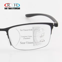 Anti Blue Ray Progressive Glasses Reading Presbyopia Eyeglasses Fashion Frame Clear Lenses Add +1.00~+3.50 Multifocal glasses