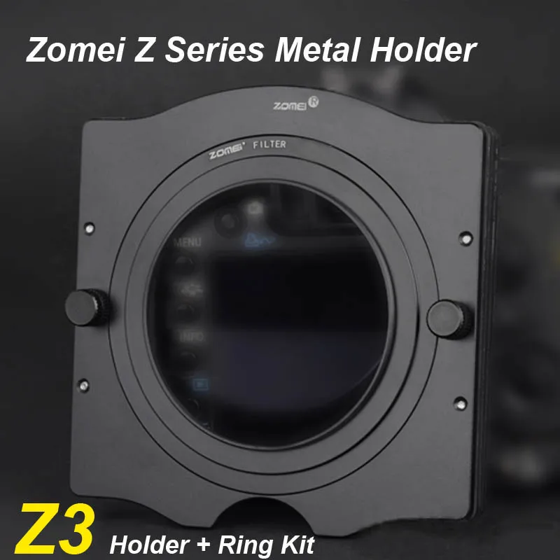 Zomei 100mm Metal Square 3-Slot Filter Holder Support +67mm/72mm/77mm/82mm Adapter Ring Kit for Cokin Z PRO Lee Hitech Singh-Ray