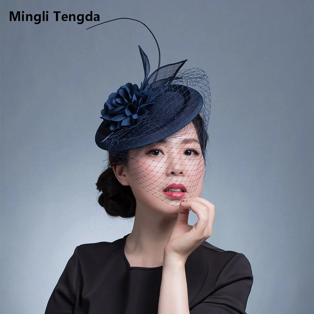 Mingli Tengda Fund Headwear Cambric Headwear Cambric Hair Decorate Cambric Hat Bride Wedding Headband Feather Yarn Bridal Hats