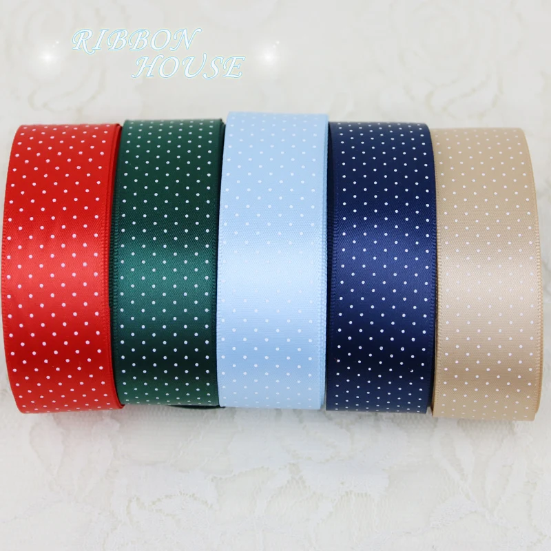 (2 meters/lot) 25mm Cartoon Polka Dots Printed Grosgrain Ribbon Lovely Series Ribbons DIY handmade materials Sewing Accessories