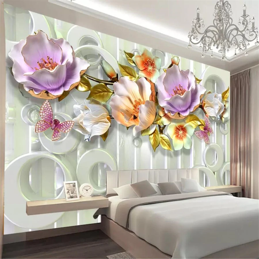 

wellyu Custom wallpaper 3d papel de parede relief blossom rich new Chinese peony glass modern minimalist TV background wallpaper