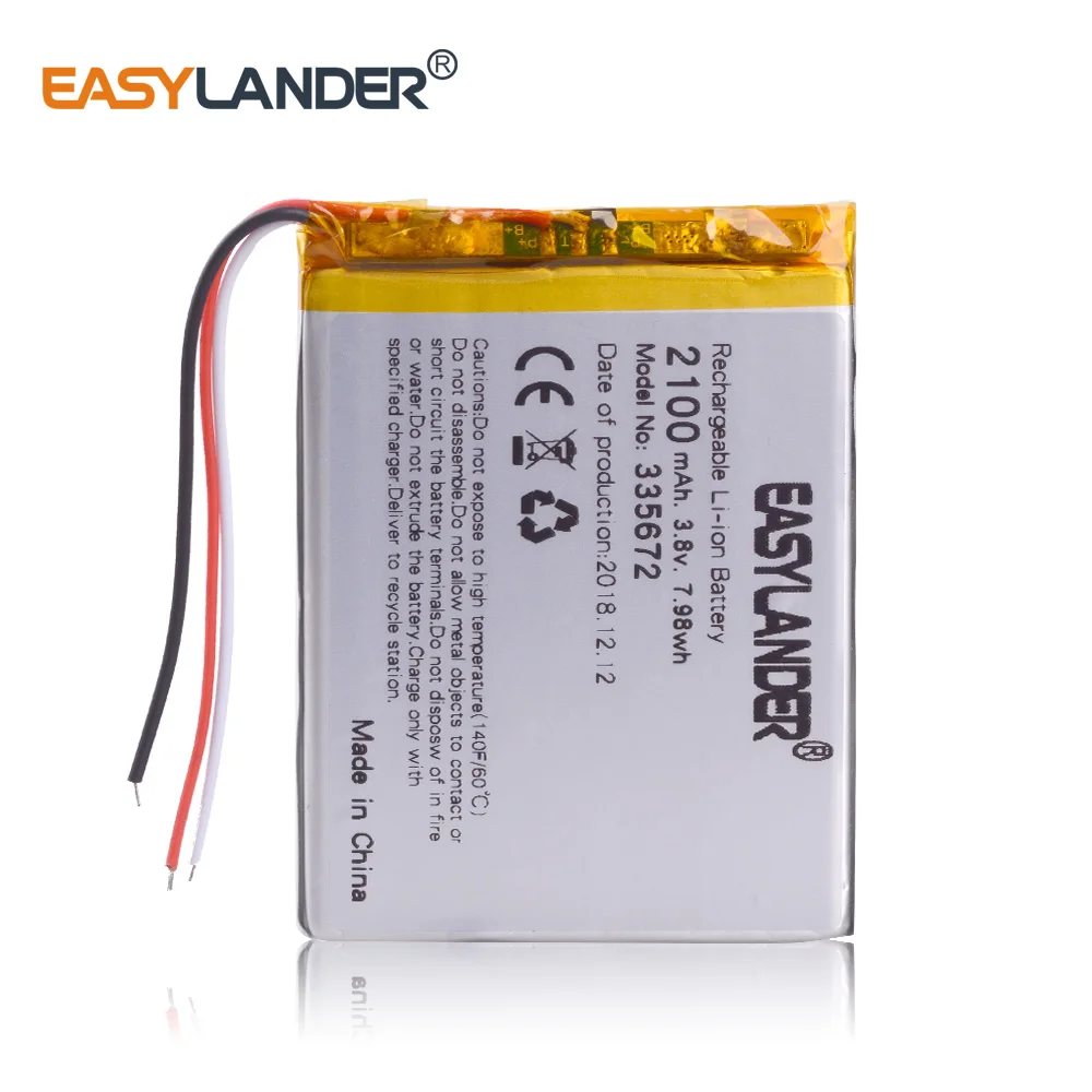 3 linii 3.8v akumulator litowo-jonowy 335672 2100mah do klona w chinach fałszywe s7-edge G930 telefon z systemem android DVR E-Book 355572
