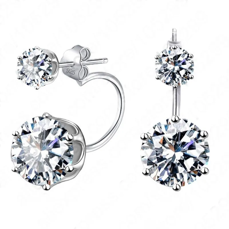 

Fashion Earing Big Zirconia Ear Jackets Jewelry High Quality 925 Sterling Silver Ear Stud Earrings For Women