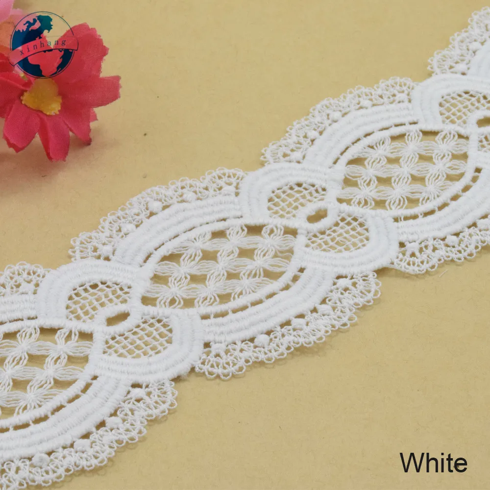 6cm wide white polyester embroidery lace french lace ribbon fabric guipure diy trims warp knitting sewing Accessories#3193