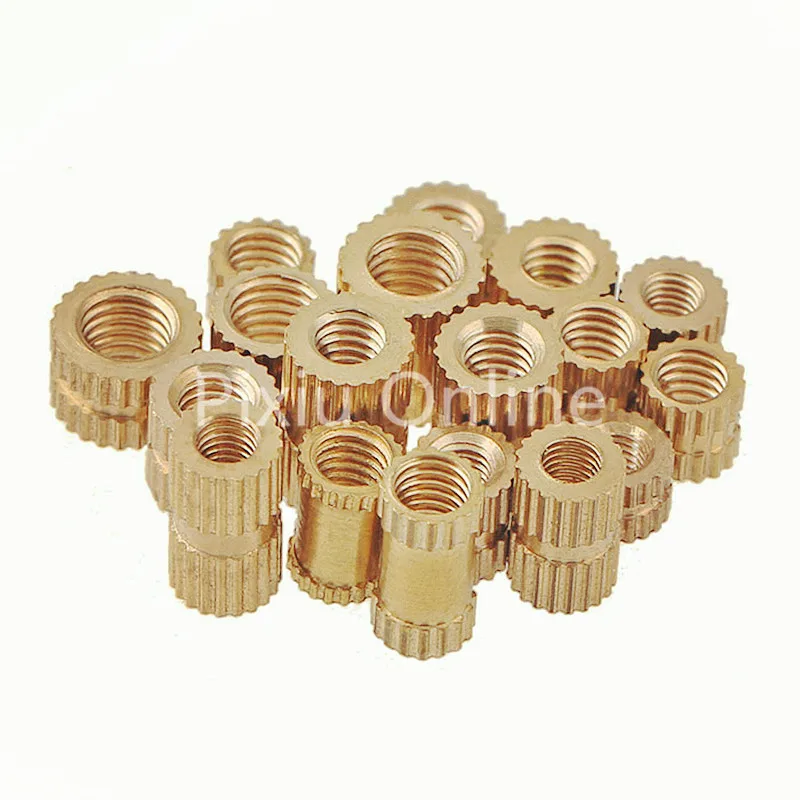 50PCS ST192b M3*3/4/5/6/7/8*5mm Injection Molding Brass Nut Bi-pass Knurled Nuts Copper Insert Knurling tools