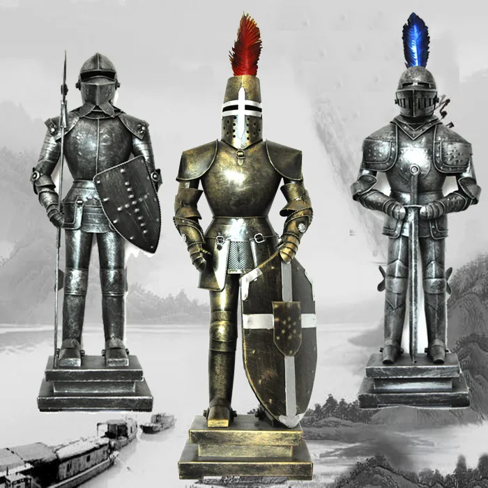 

17 Style For Choice Vivid Middle Ages Armour Rome Warrior Iron Model Statue Retro Craft Bar Decoration