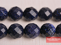Natural Faceted Blue Sand Stone Round Beads 15.5inch/strand Pick Size 4 6 8 10 12mm FBSB09