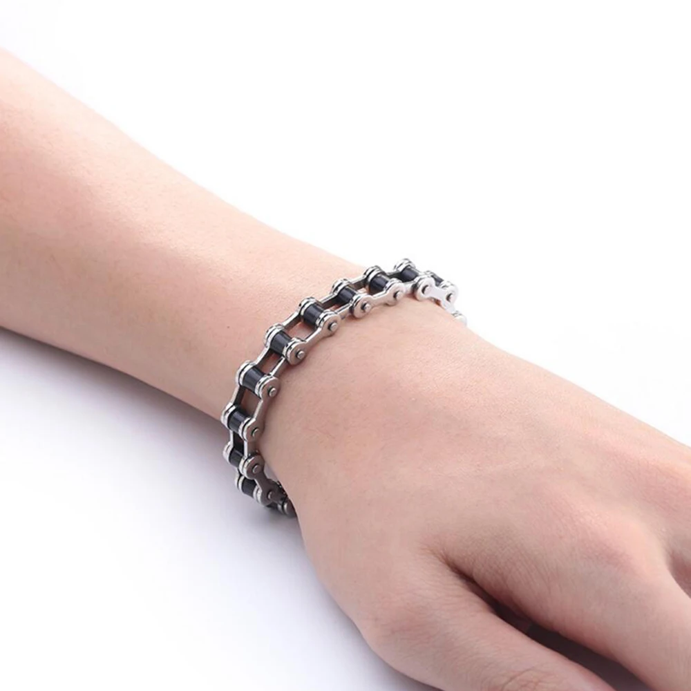Top Quality Stainless Steel Biker Bracelet  Men\'s Motorcycle Chain Punk Rock Male Bracelet Biker Bicycle Bracelets For Men