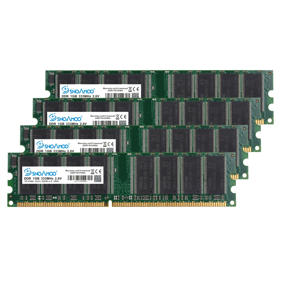 SNOAMOO DDR 2 шт. x1гб 400 МГц PC3200 184PIN CL3 ОЗУ, Высококачественная память для настольного ПК, DIMM пожизненная Гарантия