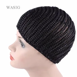 6pcs Large Crochet Wig Cap Easy Sew In Cornrow Wig Cap For Making Wigs Stretching 52-66Cm Super Ealstic Cornrow Cap Black