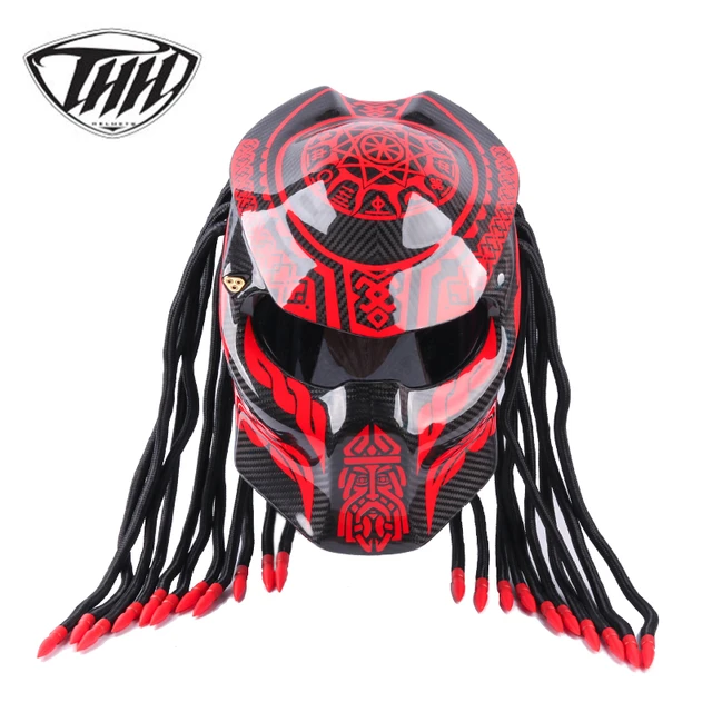 Casco de motocicleta de fibra de carbono protector de cara completa de hierro certificacion DOT alta calidad rojo gossip predator AliExpress