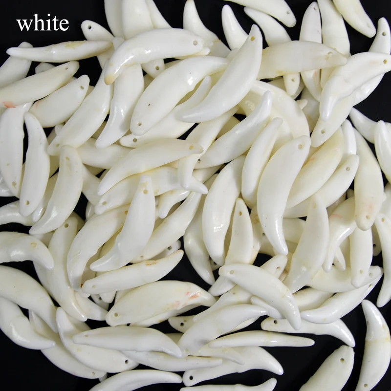 Ecru White Brown More size Tooth Natural Bone Beads Pendant For Jewelry Making Fashion beads Accessories 20~35mm, Hole: 1.5