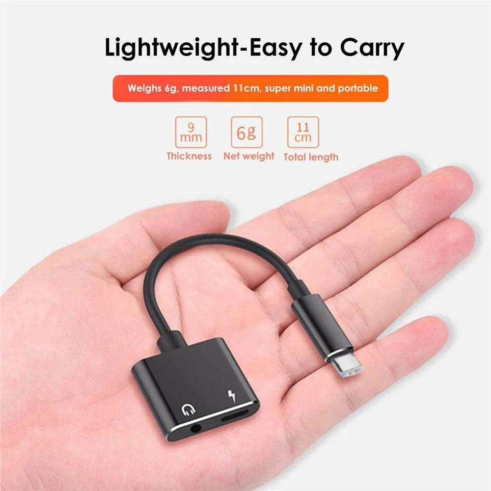 2 in 1 Type C Adapter to 3.5mm Headphone Jack + Charging Supports Audio and Charging USB Type-C Audio Charging for Xiaomi/Huawei