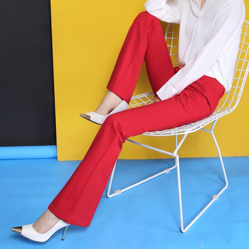 Spring and summer long pants micro speaker pants female high waist trousers big fashion work wear solid color drape pants tide