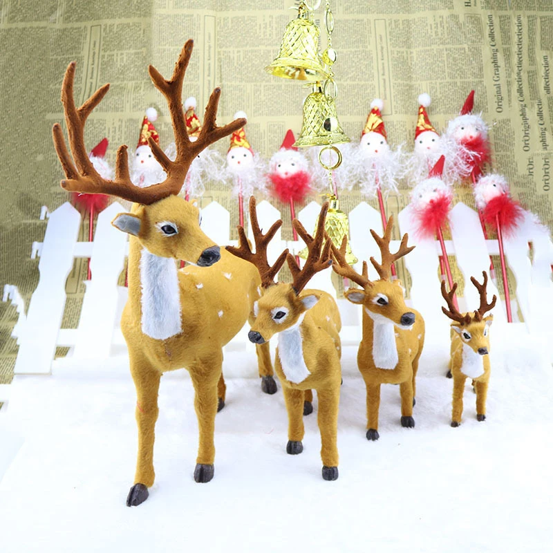 New 1pcs 15/20/25cm Xmas Elk Plush Simulation Deer New Year Christmas DecorationS  Ornaments For Home Christmas Gift