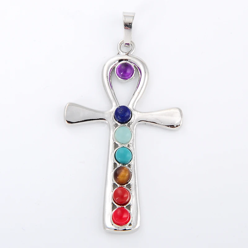 Fashion Reiki Chakra Pendant 7 Chakra Stones Natural Stone Pendant Semi Precious Stones Choker Necklace For Women Jewelry Gift