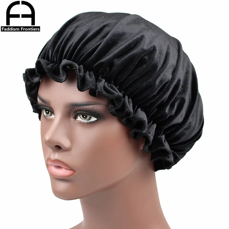 Fashion Women Velvet Bonnet Turban Hat Sleeping Cap Hair Cover Soft Stretchy Bonnet Cap Headband Accessories