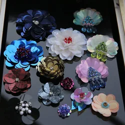 1 PCS Big Sequin Patches Beaded Cloth Flowers DIY Clothing Accessories Sweater Decorated 3D Flower Patch