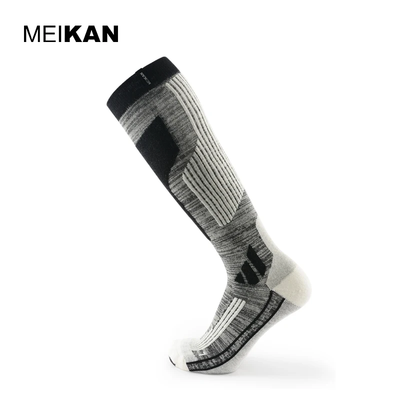 MKSK2017001 High Quality Professional Men/Women Mercerized Merino Wool Ski Socks Outdoor Thicken Terry Warm Knee High Long Socks