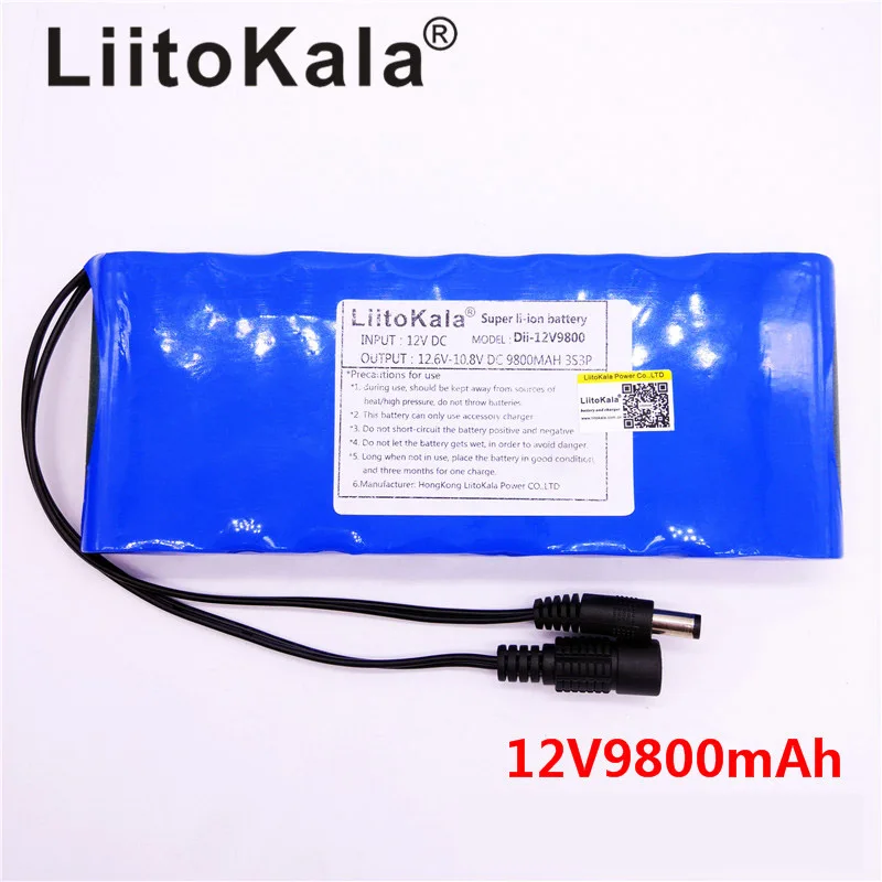 HK LiitoKala 12V 9800mAh 18650 DC 12V 12.6V Super akumulator do kamera telewizji przemysłowej wideo bateria przenośna