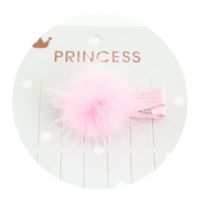 Girls Hairpins with Small Lovely Soft Fur Pompom Mini Ball Gripper Hairball Pom Hairclips Children Hair Clip Hair Accessories