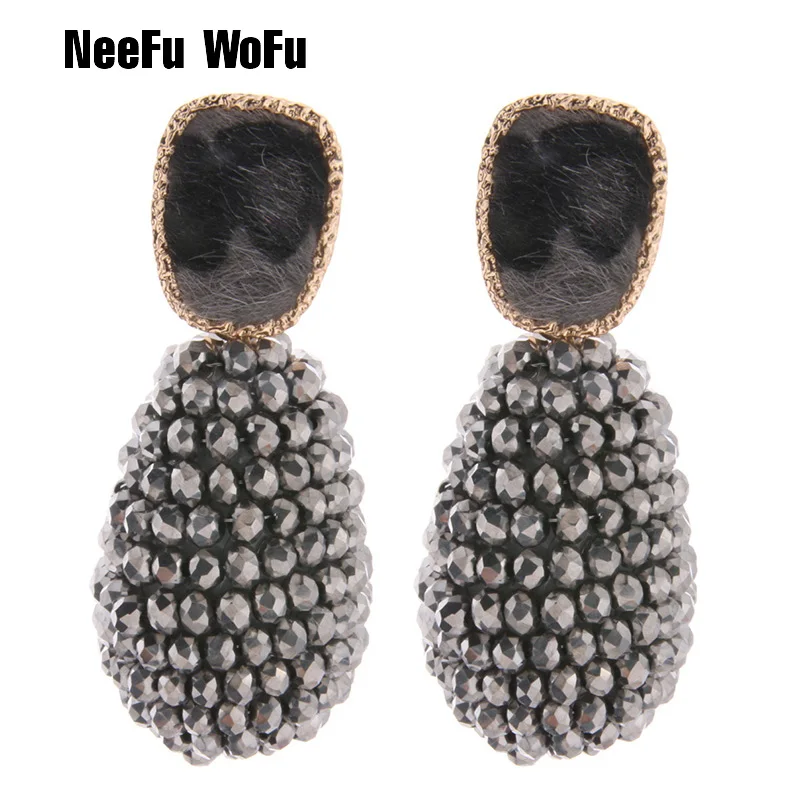 NeeFuWoFu Drop Earrings Crystal ball Large Earrings Long Earrings Handmade Threading Crystal Earrings for Women Gift