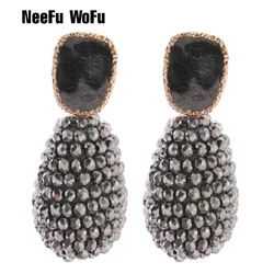 NeeFuWoFu Drop Earrings Crystal ball Large Earrings Long Earrings Handmade Threading Crystal Earrings for Women Gift