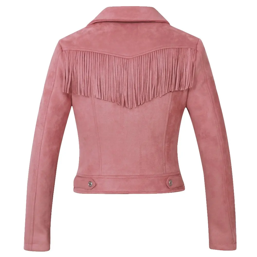 Donne New Long Sleeve Torna Nappe Lungo Nappe In Pelle Giacca il Misfit Fringe Colore Marrone Fidanzato di Stile dell'unità di ELABORAZIONE del Rivestimento Sottile cappotto