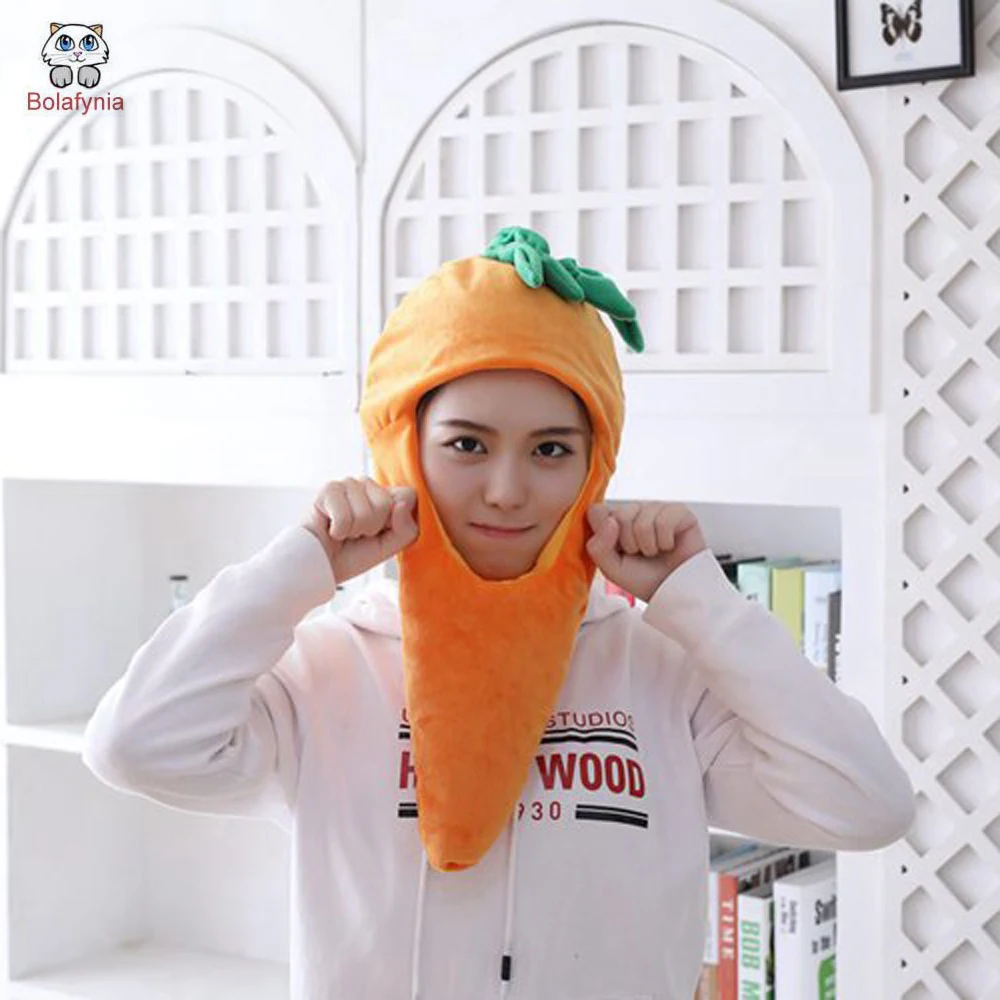 

Carrot Photo Props Hood Hat Plush Toy Birthday Stuffed Cap Gift