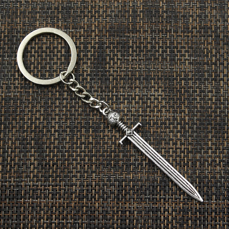 New Fashion Keychain 66x15mm Sword Cat Bronze Silver Color Pendants DIY Men Jewelry Car Key Chain Ring Holder Souvenir For Gift