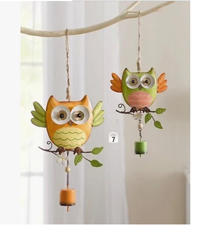 

2pcs.Cute Owl Campanula,Home Garden Hanging Decoration Ornament Gardening Store Children's Room Decor Metal Owl Wind Chimes