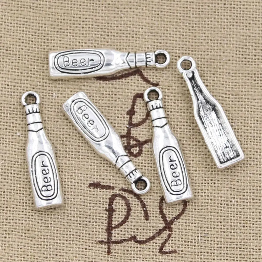 20pcs Charms Beer Bottle 24x6mm Antique Making Pendant fit,Vintage Tibetan Silver color,DIY Handmade Jewelry