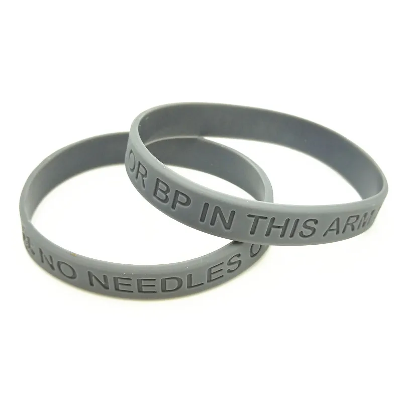 1PC Medical Alert  Silicone Wristband No Needles or BP in this Arm Rubber Armband Bracelets&Bangles Adults Gifts Jewelry SH271